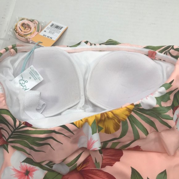 Kona Sol Women's Size Medium 8-10 One Piece Floral Swimsuit With Straps New - Picture 13 of 14